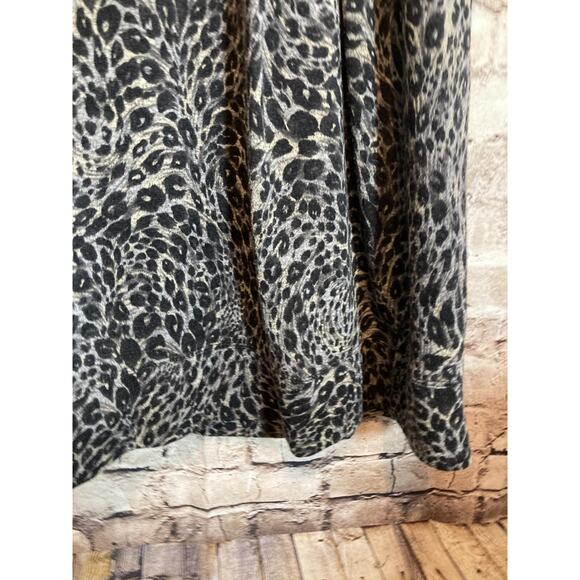 New Directions Sweater Dress Womens XL Gray Cheetah Leopard Cowl Neck Stretch - Picture 7 of 14